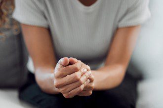 Patient feeling nervous in a clinic for support