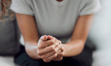 Patient feeling nervous in a clinic for support