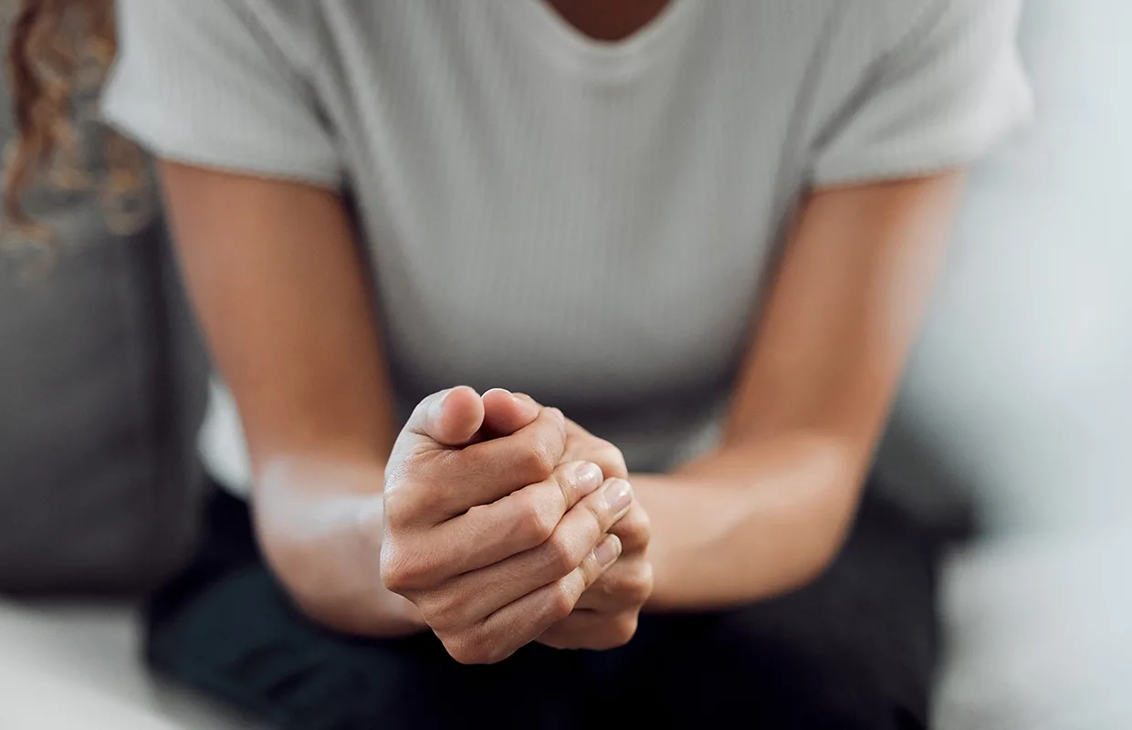 Patient feeling nervous in a clinic for support