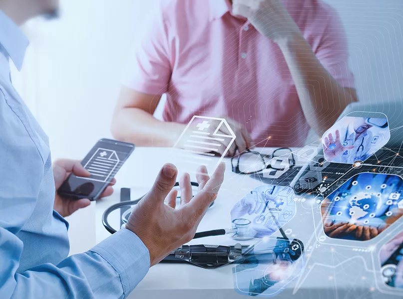 Man patient having consultation with doctor