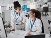 Teamwork, technology and research in laboratory for analysis, innovation or experiment